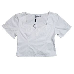 NAKD Puffy Shoulder Corset Top Womens Medium 38 White Side Zip Boho